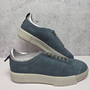 NEW Giorgio Armani Blue Suede Sneakers Mens 8M Shoes Certificate of Authenticity